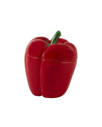 Cutie ceramica cu capac, rosie, 14.3 cm, Pepper - BORDALLO PINHEIRO